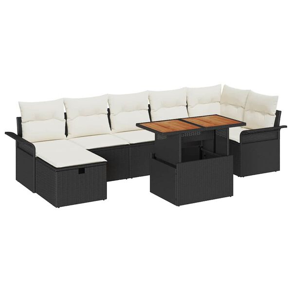 vidaXL Tuin Sofa Set 8 pcs Zwart poly rattan