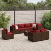 vidaXL 8-delige Loungeset met kussens poly rattan bruin