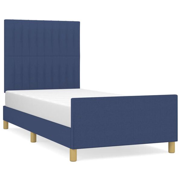 vidaXL Bedframe zonder matras 90x200 cm stof blauw