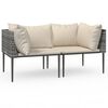 vidaXL Tuinhoekbanken met kussens 2 st poly rattan grijs