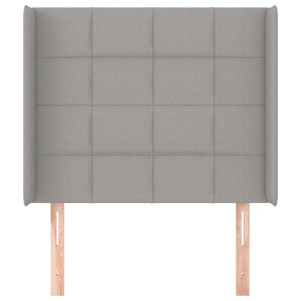 vidaXL Hoofdbord met randen 83x16x118/128 cm stof lichtgrijs