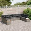 vidaXL Tuinbankenset met kussen 10 pcs Grijs Poly riet