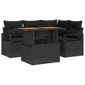 vidaXL Tuin Sofa Set met opslag 5 pcs Zwart Poly riet
