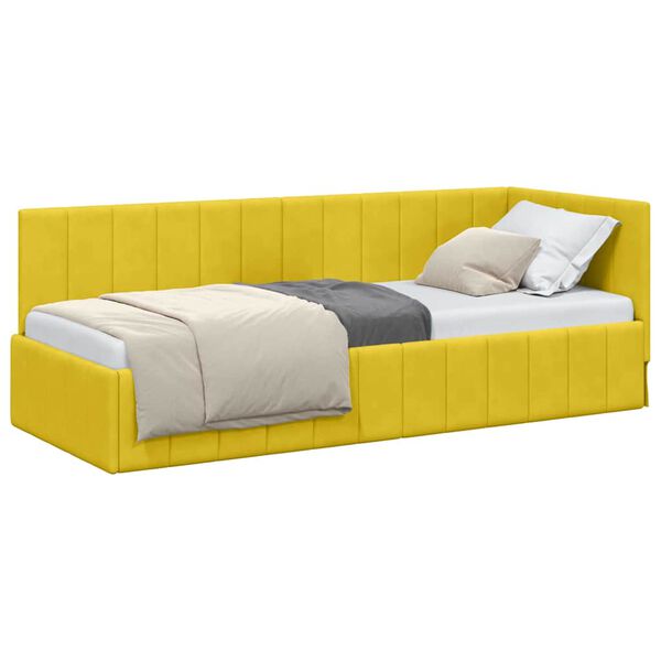 vidaXL Hoekbedframe met hoofdeinde Geel 80 cm x 200 cm Fluweel