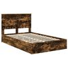 vidaXL Opslag bed met lade Gerookt eiken 135 x 190 cm Bewerkt hout