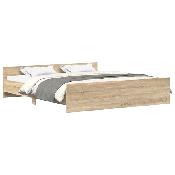 vidaXL Bedframe met hoofd- en voeteneinde sonoma eikenkleur 180x200 cm