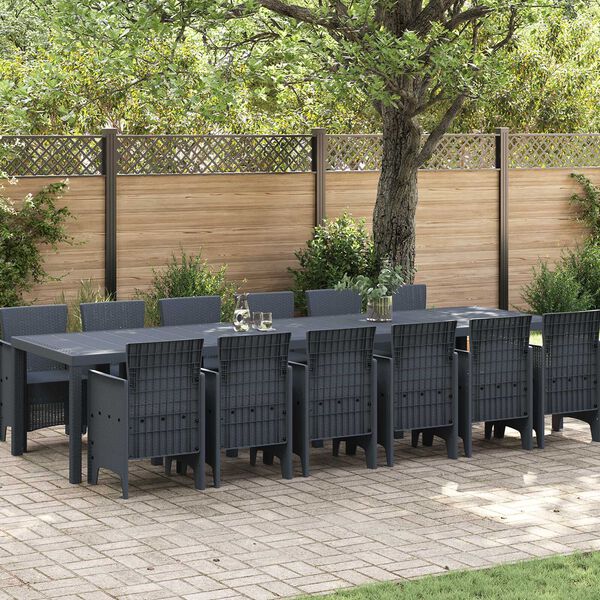 vidaXL Tuin Eetset 13 pcs Antraciet Polt riet