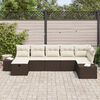 vidaXL Bankstel met kussen 7 pcs poly rattan