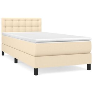 vidaXL Boxspring met matras stof cr&egrave;mekleurig 80x200 cm