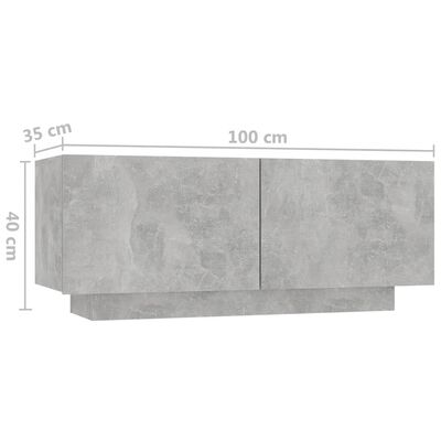 vidaXL Nachtkastje 100x35x40 cm bewerkt hout betongrijs