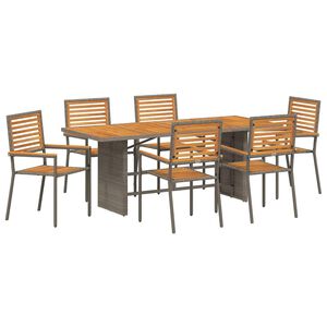 vidaXL Tuin eettafelset 7 pcs Grijs en Bruin poly rattan