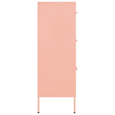 vidaXL Ladekast 80x35x101,5 cm staal roze