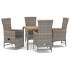 vidaXL 5-delige Tuinset met kussens poly rattan grijs