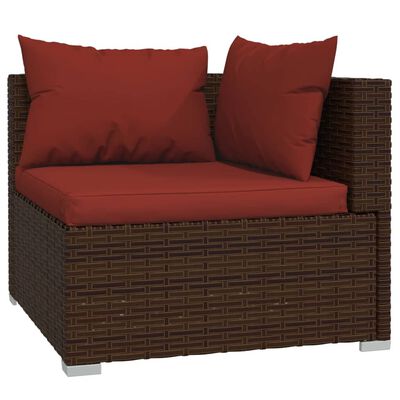 vidaXL 8-delige Loungeset met kussens poly rattan bruin