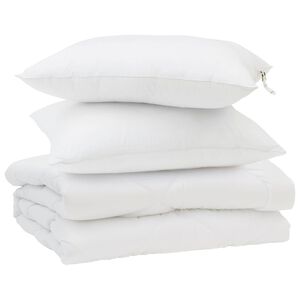 vidaXL Zomer Dekbed met kussen 3 pcs Wit Microfibre