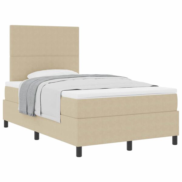 vidaXL Boxspringbed Lichtgrijs en wit. 120 x 200 cm Katoen Stof