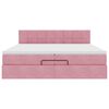 vidaXL Ottoman bed met matrassen en LED's 200x200cm fluweel roze