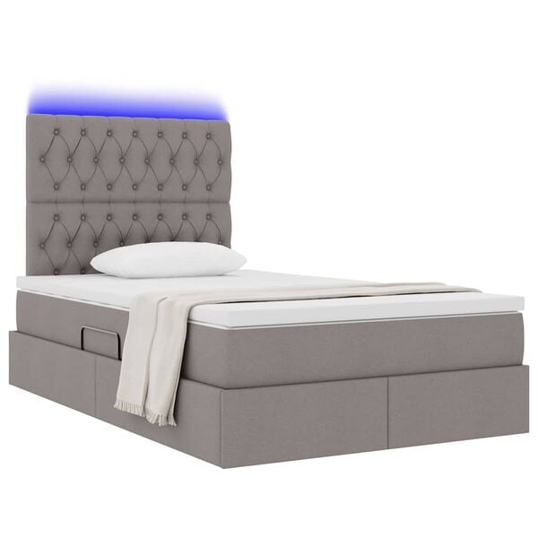 vidaXL Opbergbed met LED met matras Taupe 120 x 190 cm Polyester