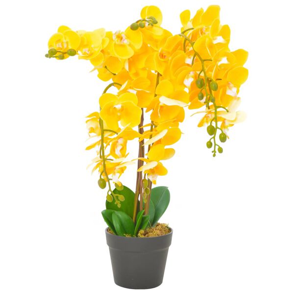 vidaXL Kunstplant met pot orchidee 60 cm geel