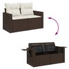 vidaXL 6-delige Loungeset met kussens poly rattan bruin