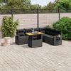 vidaXL 7-delige Loungeset met kussens poly rattan zwart