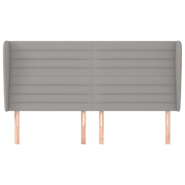 vidaXL Hoofdbord met randen 183x23x118/128 cm stof lichtgrijs