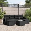 vidaXL 7-delige Loungeset met kussens poly rattan zwart