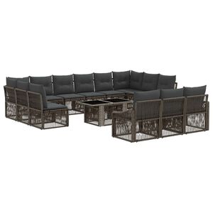 vidaXL Tuinbankenset 14 st Grijs en Donkergrijs poly rattan