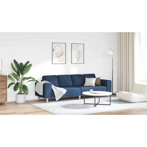 vidaXL Woonkamer Bank Blauw 250 x 77 x 76 cm Polyester