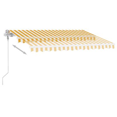 vidaXL Luifel automatisch met LED en windsensor 350x250 cm geel en wit