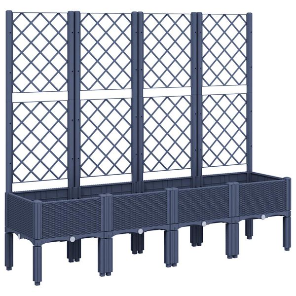 vidaXL Plantenbak met latwerk 160x40x142 cm polypropeen blauwgrijs