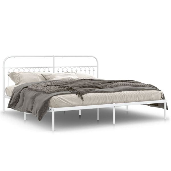 vidaXL Bedframe met hoofdbord metaal wit 193x203 cm