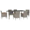 vidaXL 7-delige Tuinset met kussens poly rattan grijs