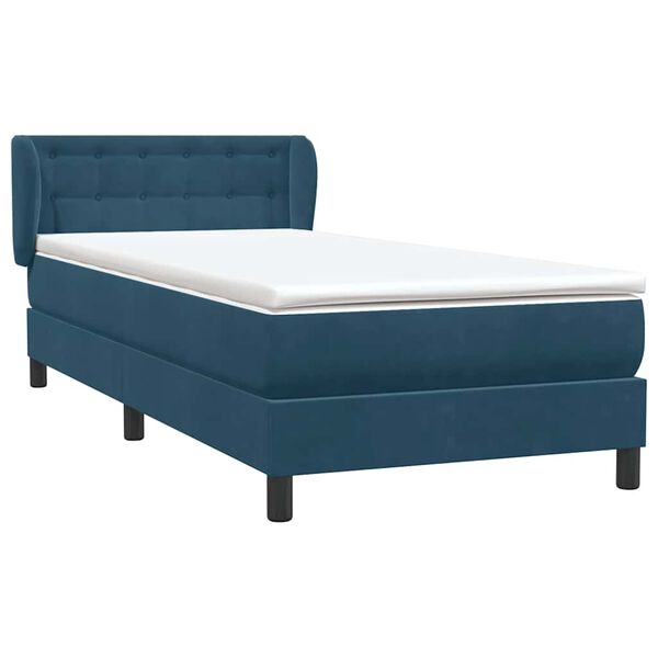 vidaXL Boxspring met matras fluweel donkerblauw 80x220 cm