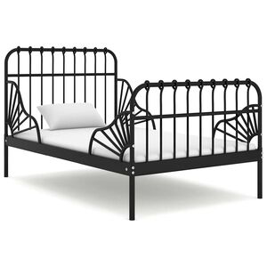 vidaXL Bedframe verlengbaar metaal zwart 80x130/200 cm