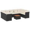 vidaXL 10-delige Loungeset met kussens poly rattan zwart