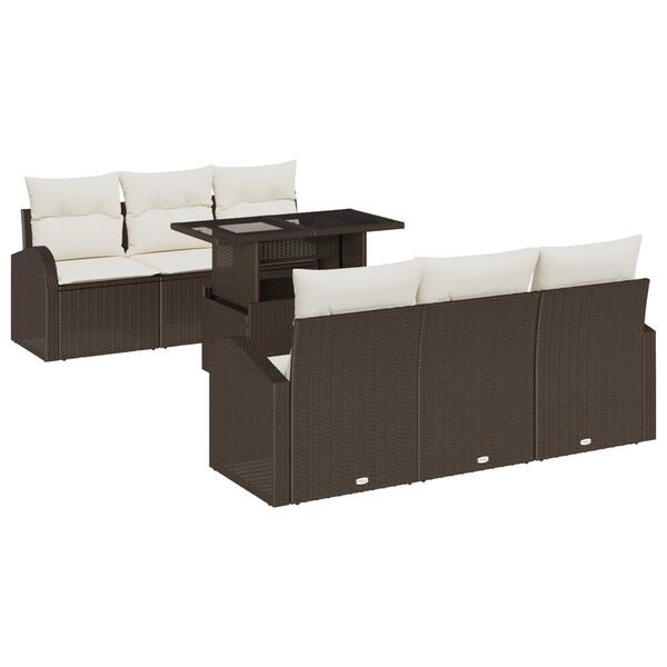 vidaXL Tuin Sofa Set met kussen 7 pcs Bruin Poly riet