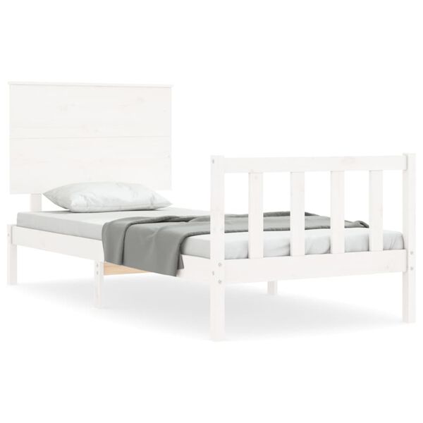 vidaXL Bedframe met hoofdbord massief hout wit