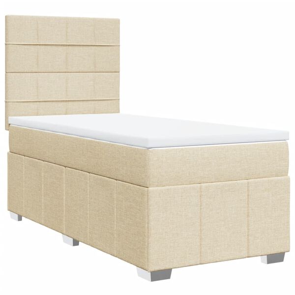 vidaXL Boxspring met matras stof cr&egrave;mekleurig 90x200 cm