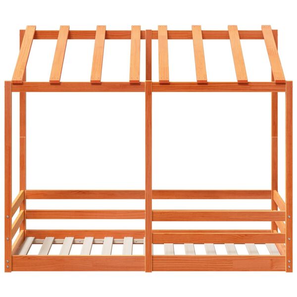 vidaXL Kinderbed met bedhuis 80x160 cm massief grenenhout wasbruin