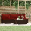 vidaXL 4-delige Loungeset met kussens poly rattan bruin