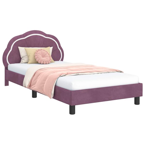 vidaXL Bedframe voor kinderen met hoofdbord Paars 90 x 190 cm Fluweel
