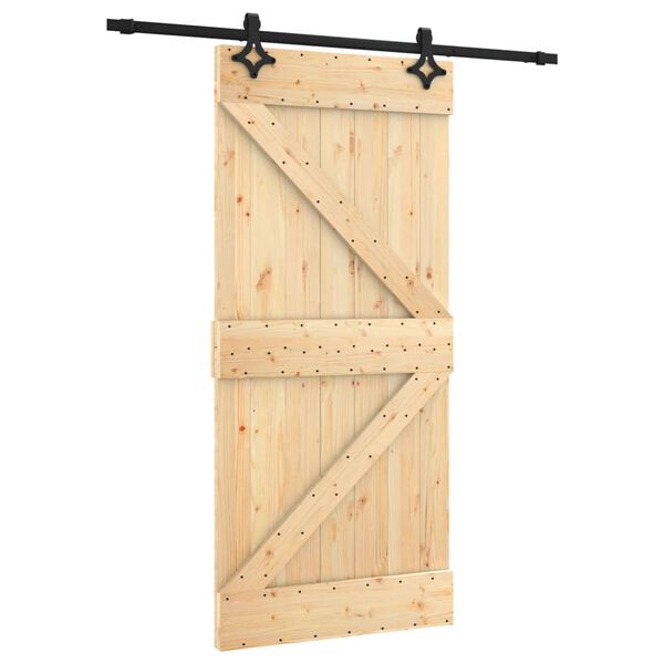 vidaXL Schuifdeur met beslag 95x210 cm massief grenenhout
