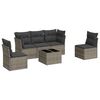 vidaXL 6-delige Loungeset met kussens poly rattan grijs