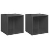 vidaXL Tv-meubelen 2 st 37x35x37 cm bewerkt hout hoogglans grijs