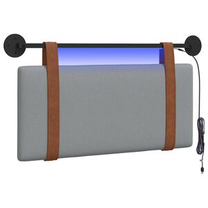 vidaXL Hangend hoofdbord Met LED-verlichting Lichtgrijs Antiek PU