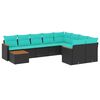 vidaXL 10-delige tuinbankset met kussens van zwart polyrotan
