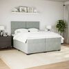 vidaXL Boxspring met matras fluweel lichtgrijs 200x200 cm