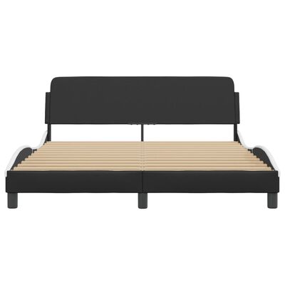 vidaXL Bedframe met hoofdbord kunstleer zwart en wit 160x200 cm