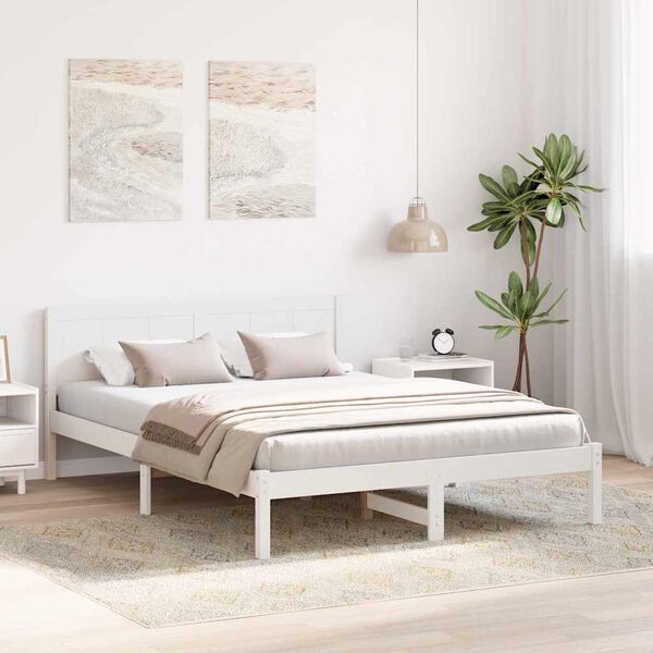 vidaXL Bedframe Wit 160 x 200 cm Massief grenenhout